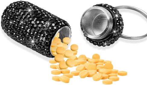 Portable Pill Case Pill Container Waterproof Pill Holder with Keychain Bling Pill Box Medicine Dispenser Bottle Storage for Outdoor Camping Travel (AB Color) in Kuwait