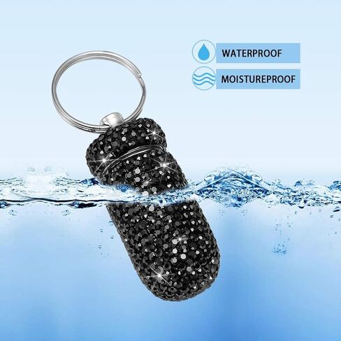 Portable Pill Case Pill Container Waterproof Pill Holder with Keychain Bling Pill Box Medicine Dispenser Bottle Storage for Outdoor Camping Travel (AB Color) in Kuwait