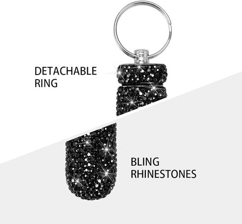 Portable Pill Case Pill Container Waterproof Pill Holder with Keychain Bling Pill Box Medicine Dispenser Bottle Storage for Outdoor Camping Travel (AB Color) in Kuwait