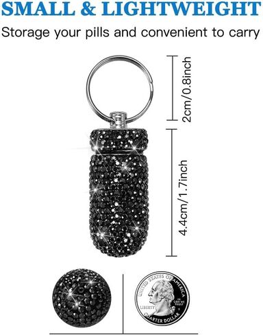 Portable Pill Case Pill Container Waterproof Pill Holder with Keychain Bling Pill Box Medicine Dispenser Bottle Storage for Outdoor Camping Travel (AB Color) in Kuwait