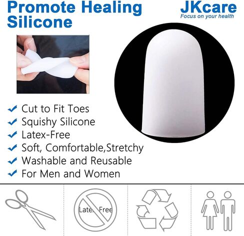 10 عبوات من واقيات أصابع القدم الكبيرة من JKcare، أغطية جل لأصابع القدم، أغطية جديدة لأصابع القدم من السيليكون قابلة للتنفس مع فتحات - وسادة للمسامير، مسامير القدم، البثور، أظافر القدم الغارزة وتقليل الاحتكاك - كبير in Kuwait