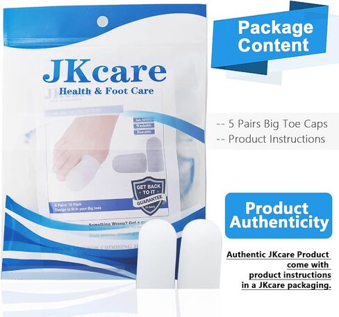 10 عبوات من واقيات أصابع القدم الكبيرة من JKcare، أغطية جل لأصابع القدم، أغطية جديدة لأصابع القدم من السيليكون قابلة للتنفس مع فتحات - وسادة للمسامير، مسامير القدم، البثور، أظافر القدم الغارزة وتقليل الاحتكاك - كبير in Kuwait