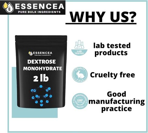 Essencea Dextrose Monohydrate 5lb Pure Bulk Ingredients | 100% Pure Dextrose Monohydrate Powder in Bulk | Gluten Free Non-GMO and Vegan… in Saudi Arabia