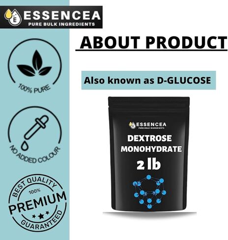 Essencea Dextrose Monohydrate 5lb Pure Bulk Ingredients | 100% Pure Dextrose Monohydrate Powder in Bulk | Gluten Free Non-GMO and Vegan… in Saudi Arabia