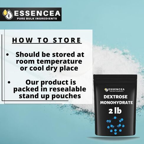 Essencea Dextrose Monohydrate 5lb Pure Bulk Ingredients | 100% Pure Dextrose Monohydrate Powder in Bulk | Gluten Free Non-GMO and Vegan… in Saudi Arabia
