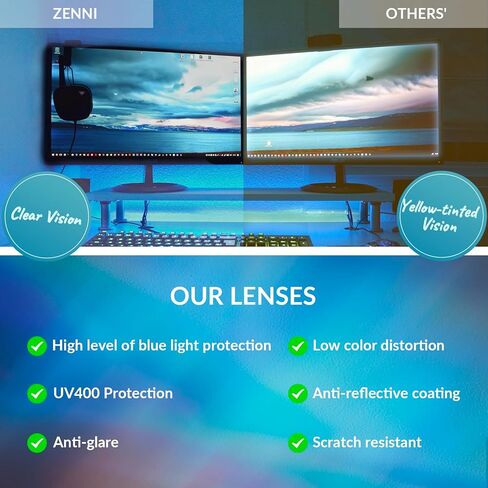 نظارات Zenni Optical Zenni Blokz Blue Light Blocking Computer Rectangle Universal Bridge Fit Black Frame 2018921 in Kuwait