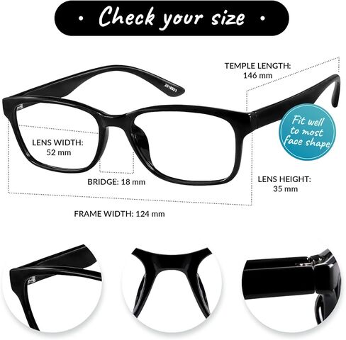 نظارات Zenni Optical Zenni Blokz Blue Light Blocking Computer Rectangle Universal Bridge Fit Black Frame 2018921 in Kuwait