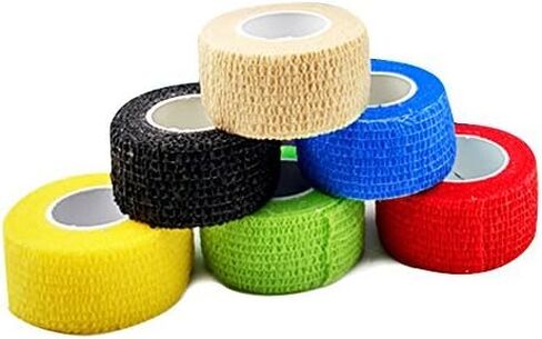 Self Adherent Wrap Tape Medical Cohesive Bandages Flexible Stretch Athletic Strong Elastic First Aid Tape for Sports Sprain Swelling and Soreness on Wrist and Ankle colorful 6 Pack 1Inch X 5Yards in Kuwait