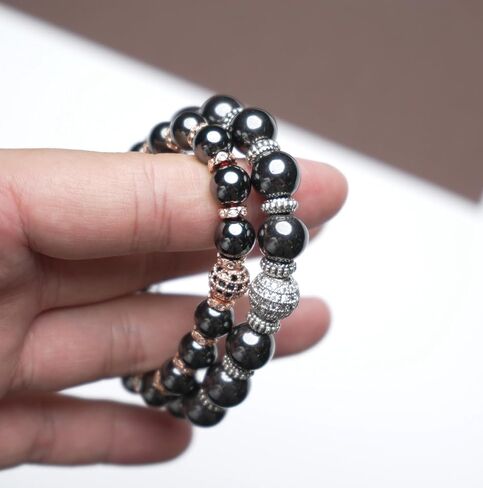 Apocalyptic-K Magnetic Bracelet, Magnetic Therapy Bracelet,Gold Plated With Zirconia,4/6/8/10MM, Eliminate Static Electricity，Adjustable Bracelet， in Saudi Arabia