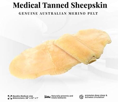 Medical Sheepskin Rug - Fluffy Rugs for Preventing Bedsores (39.5-43.5 Inches x 24 Inches, Tan) in Saudi Arabia