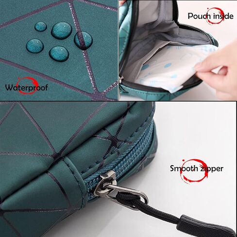 حقيبة تخزين المناديل الصحية من CCLOOCOOO، حقيبة جلدية أنثوية مقاومة للماء للفترة الأولى للفتيات المراهقات والنساء، حقيبة كأس الحيض أكياس تخزين وسادات المناديل الصحية (أسود، أخضر) in Kuwait
