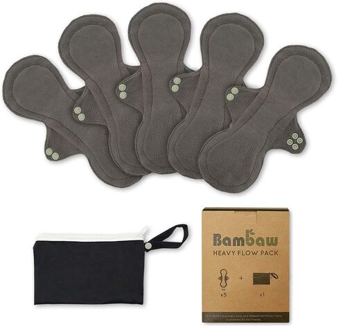 Reusable Pads for Women with Discreet Pouch | Reusable Period Pads | Reusable Sanitary Pads for Women | Sanitary Heavy Pad | Reusable Pads Menstrual | Reusable Incontinence Pads for Women | Bambaw in Kuwait