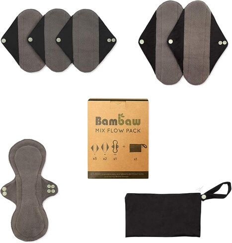 Reusable Pads for Women with Discreet Pouch | Reusable Period Pads | Reusable Sanitary Pads for Women | Sanitary Heavy Pad | Reusable Pads Menstrual | Reusable Incontinence Pads for Women | Bambaw in Kuwait