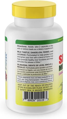 Sunshine Naturals Milk Thistle Complex. Dietary Supplement to Protect and Strengthen your Liver. Dandelion, Fennel and Licorice. 600 mg. 120 Capsules in Saudi Arabia