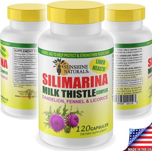 Sunshine Naturals Milk Thistle Complex. Dietary Supplement to Protect and Strengthen your Liver. Dandelion, Fennel and Licorice. 600 mg. 120 Capsules in Saudi Arabia