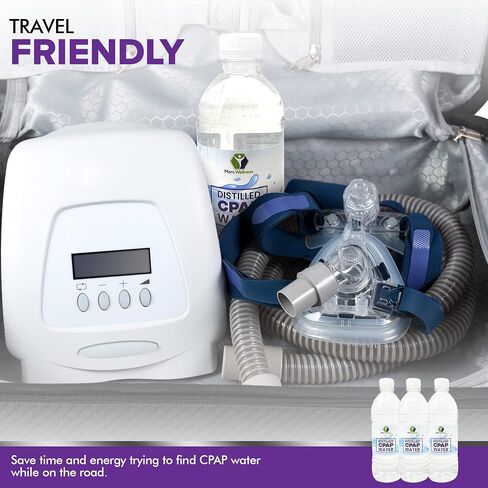 ماء مقطر من Mars Wellness لآلات CPAP - ماء مقطر لمرطب الهواء، والتعقيم الطبي، وبخار الوجه، وأغراض التجميل، وأكثر من ذلك - ماء CPAP للسفر - زجاجات 16.9 أونصة - 12 عبوة in Saudi Arabia