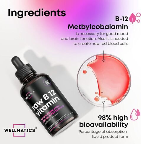 فيتامين B12 تحت اللسان - فيتامين B12 الطبيعي 5000 ميكروغرام - صنع في الولايات المتحدة الأمريكية - مكمل سائل ميثيل كوبالامين B12 - زيادة الطاقة والمزاج والتمثيل الغذائي - قطرات B12 نباتية in Kuwait