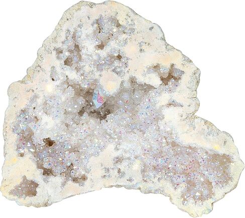 mookaitedecor Angel Aura Quartz Geode Stone Titanium Coated Natural Rock Crystal Cluster عينة لريكي شفاء التأمل ديكور المنزل 0.22-0.44 رطل، أزرق فاتح in Kuwait