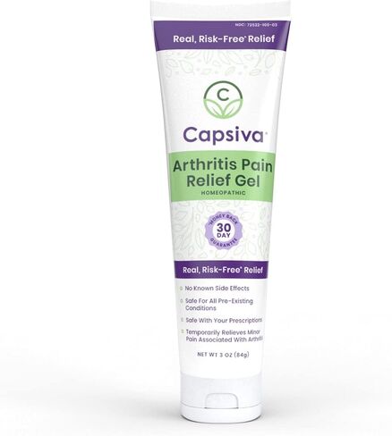 Capsiva Arthritis Pain Relief Topical 3oz Tube, for Your Hands, Neck, Back, Joints, Non-Greasy, No Burn, Odor Free, Homeopathic Active Ingredients, Contains Capsaicin & Arnica, Absorbs Fast in Saudi Arabia