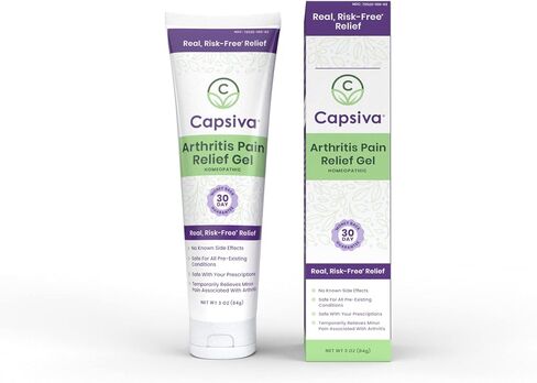 Capsiva Arthritis Pain Relief Topical 3oz Tube, for Your Hands, Neck, Back, Joints, Non-Greasy, No Burn, Odor Free, Homeopathic Active Ingredients, Contains Capsaicin & Arnica, Absorbs Fast in Saudi Arabia
