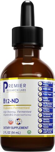 Premier Research Labs B12-ND - Brain, Blood, Memory, Cognitive & Nerve Support - Features High-Potency Fermented Vitamin B12 - Pure Vegan & Non-GMO Source of Vitamin B12-2 Fl Oz in Saudi Arabia