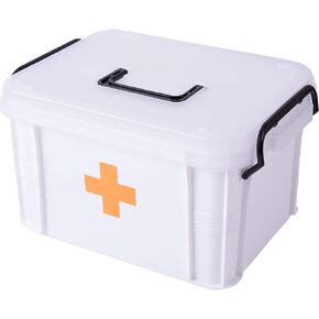 White Small Empty Medical Box for Home Emergency Supplies, Travel, Car, and Dorms – Compact First Aid Box with Handle, Detachable Tray and Locking Lid – Medical Organizer and First Aid Kit Storage in Kuwait