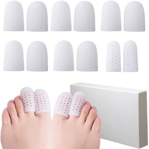 Big Toe Protectors Women 12 Pcs, Breathable Silicone Toe Covers and Toe Protectors for Men, White Gel Toe Caps Provide Pain Relief from Corns, Blisters and Ingrown Toenails in Kuwait