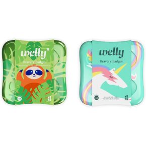 Welly Bandages - Bravery Badges, Flexible Fabric, Adhesive, Assorted Shapes, Sloth and Unicorn Patterns - 48 ct, 2 Pack in Kuwait