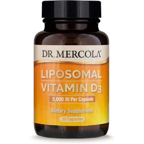 Dr. Mercola Liposomal Vitamin D3, 30 Servings (30 Capsules), 1,000 IU Per Capsule, Dietary Supplement, Immune Support, Non-GMO