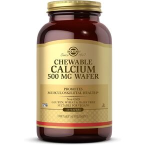 Solgar Chewable Calcium 500 mg, 120 Wafers - Healthy Bones & Teeth, Promotes Healthy Musculoskeletal System - Non-GMO, Vegan, Gluten Free, Dairy Free, Kosher - 60 Servings in Saudi Arabia