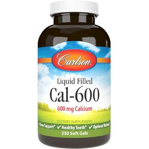 Carlson - Cal-600, 600 mg Calcium, Bone Support, Healthy Teeth & Optimal Wellness, 100 Softgels in Kuwait