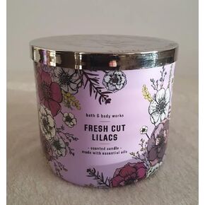 Bath and Body Works, White Barn 3-Wick Candle w/Essential Oils - 14.5 oz - 2021 Core Scents! (Fresh Cut Lilacs) in Saudi Arabia