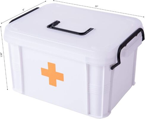 White Small Empty Medical Box for Home Emergency Supplies, Travel, Car, and Dorms – Compact First Aid Box with Handle, Detachable Tray and Locking Lid – Medical Organizer and First Aid Kit Storage in Kuwait