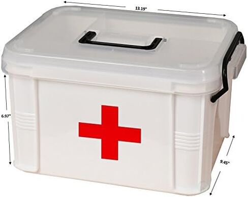 White Small Empty Medical Box for Home Emergency Supplies, Travel, Car, and Dorms – Compact First Aid Box with Handle, Detachable Tray and Locking Lid – Medical Organizer and First Aid Kit Storage in Kuwait