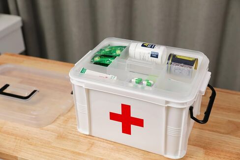 White Small Empty Medical Box for Home Emergency Supplies, Travel, Car, and Dorms – Compact First Aid Box with Handle, Detachable Tray and Locking Lid – Medical Organizer and First Aid Kit Storage in Kuwait