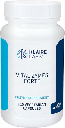 Klaire Labs Vital-Zymes Forte - مزيج من البروميلين والميكروبات والإنزيمات الهضمية النباتية لدعم الهضم والمساعدة في تكسير البروتينات والدهون والكربوهيدرات والسكريات والألياف والغلوتين والكازين (120 كبسولة) in Saudi Arabia