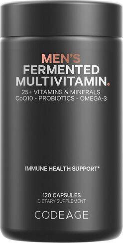 Codeage Men’s Daily Multivitamin Supplement, 25+ Vitamins & Minerals For Adults, Organic Whole Foods Vitamins For Men, Vitamin A, B Vitamins, Vitamin C, D, E, K, Probiotic, Zinc, Omega-3, 120 Capsules in Saudi Arabia