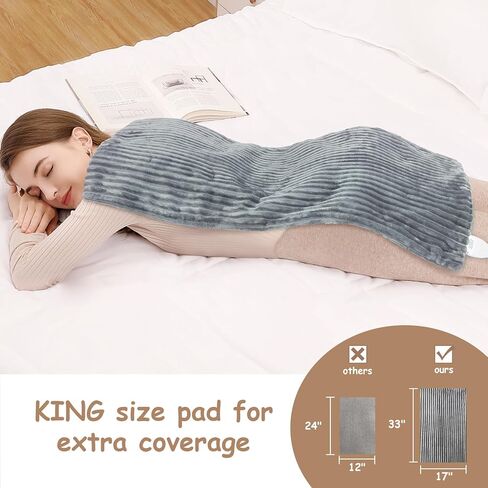 وسادة تسخين لتخفيف آلام الظهر، وسادات تسخين كبيرة مقاس 17 بوصة × 33 بوصة للتشنجات والرقبة والكتف، وسادة تسخين كهربائية LCD مع 6 إعدادات تسخين سريعة، خيارات حرارة جافة رطبة، إيقاف تلقائي، يمكن غسله في الغسالة in Kuwait