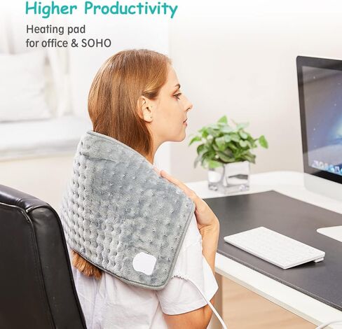 وسادة تسخين كهربائية XL لتخفيف آلام الظهر مع إيقاف تلقائي في 90 دقيقة، 3 إعدادات لمستوى الحرارة، 100% بوليستر ناعم ومريح مقاس XL كبير جدًا 30.48 سم × 60.96 سم in Kuwait