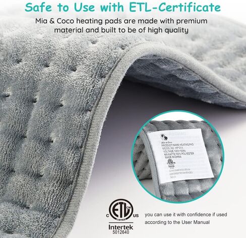 وسادة تسخين كهربائية XL لتخفيف آلام الظهر مع إيقاف تلقائي في 90 دقيقة، 3 إعدادات لمستوى الحرارة، 100% بوليستر ناعم ومريح مقاس XL كبير جدًا 30.48 سم × 60.96 سم in Kuwait