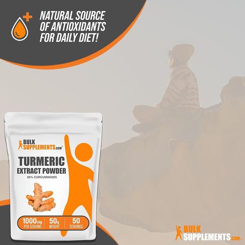 BULKSUPPLEMENTS.COM مسحوق مستخلص الكركم - مكملات الكركمين 1000 مجم، مسحوق الكركمين الكركم، مسحوق الكركم - مسحوق جذر الكركم، خالي من الغلوتين، 1000 مجم لكل وجبة، 100 جم (3.5 أونصة) in Kuwait