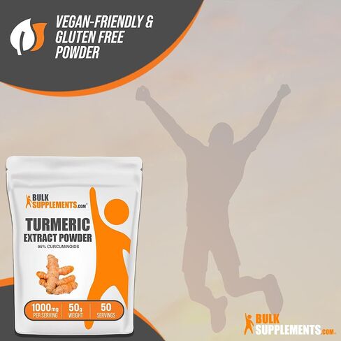 BULKSUPPLEMENTS.COM مسحوق مستخلص الكركم - مكملات الكركمين 1000 مجم، مسحوق الكركمين الكركم، مسحوق الكركم - مسحوق جذر الكركم، خالي من الغلوتين، 1000 مجم لكل وجبة، 100 جم (3.5 أونصة) in Kuwait