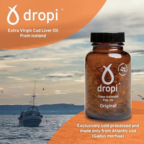 Dropi Omega 3 Fish Oil 500mg (180 Capsules) - Maximum Strength Omega-3s EPA, DHA, Vitamin A & D - Natural & Extra Virgin Cod Liver Oil Supplement for Immune System, Brain Health & Joint Support in Saudi Arabia
