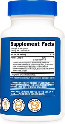 Nutricost Probiotic Complex (10 Billion CFU) 60 Capsules - Acidophilus Plus 9 Other Probiotics, Non-GMO, Gluten Free Supplement in Saudi Arabia