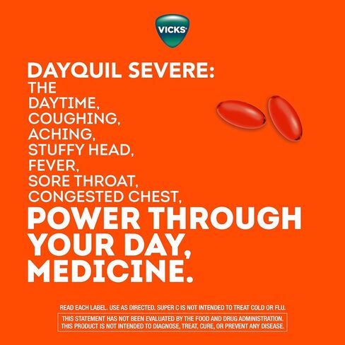 Vicks DayQuil & Super C Convenience Pack: DayQuil Severe Medicine for Cold & Flu Relief, Conveniently Packaged with Super C Energize and Replenish* Daily Supplement with Vitamin C, B Vitamins, 52ct in Saudi Arabia