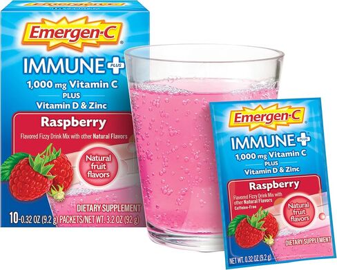Emergen-C Immune+ Triple Action Immune Support Powder, BetaVia (R), 1000mg Vitamin C, B Vitamins, Vitamin D and Antioxidants, Super Orange – 30 Count (Pack of 1) in Kuwait