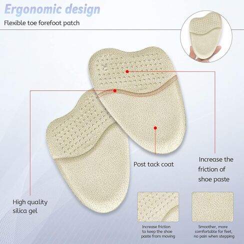 وسادات مشط القدم للنساء والرجال، 4 أزواج من حشوات الكعب العالي، وسائد لمقدمة القدم لتخفيف الألم، وسائد هلامية ناعمة لمقدمة القدم، الأفضل للورم العصبي للمورتون... in Kuwait