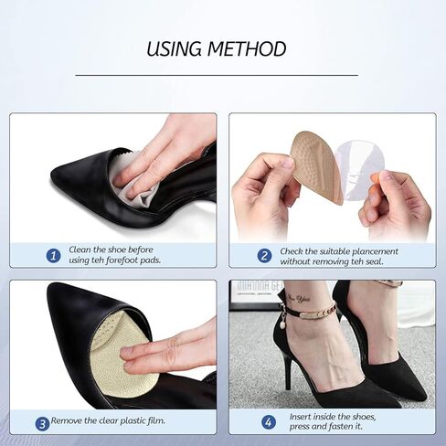 وسادات مشط القدم للنساء والرجال، 4 أزواج من حشوات الكعب العالي، وسائد لمقدمة القدم لتخفيف الألم، وسائد هلامية ناعمة لمقدمة القدم، الأفضل للورم العصبي للمورتون... in Kuwait