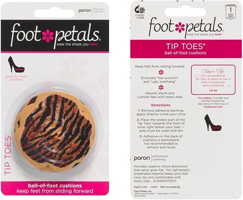 Foot Petals Women's Scalloped Ball of Foot Cushions Long Lasting Pain Relief, High Heel Insert Metatarsal Pads to Prevent Sliding, Safari Assorted, One Size in Kuwait