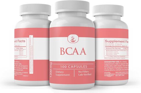 Pure Original Ingredients BCAA, (100 Capsules) Always Pure, No Additives Or Fillers, Lab Verified in Saudi Arabia